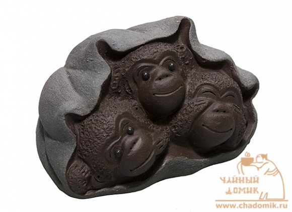 Статуэтка "Три обезьянки в лотосе"
