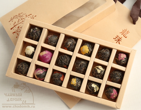 Шен Пуэр "Жемчужина Дракона" с цветами (Лунчжу Хуа Ча) 144 гр